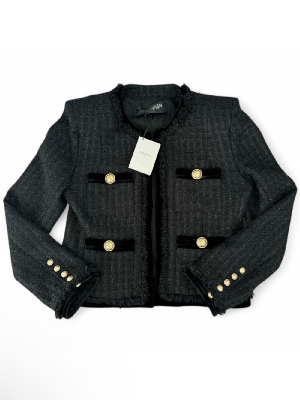 NWT Balmain Lurex Tweed Jacket, Size 10/42